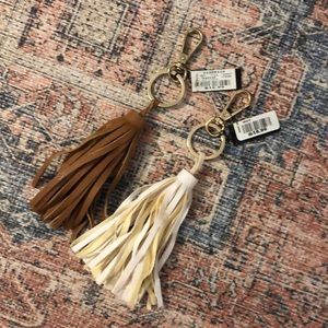 Ann Taylor leather purse tassels/keychains